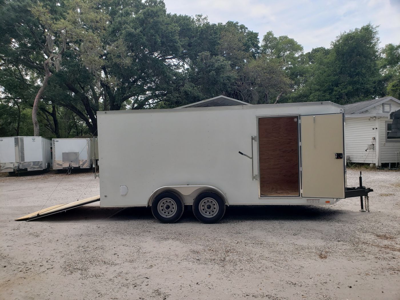 Diamond Cargo 7x16 TA Trailer - White, Ramp, Side Door, Extra Height - Image 12
