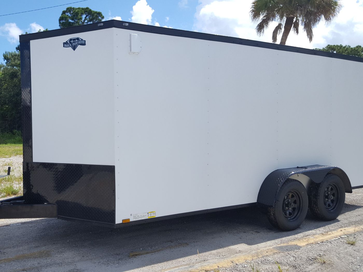 Diamond Cargo 7x16 TA Trailer - Embossed White, Ramp, Side Door, Extra Height, Blackout - Image 2