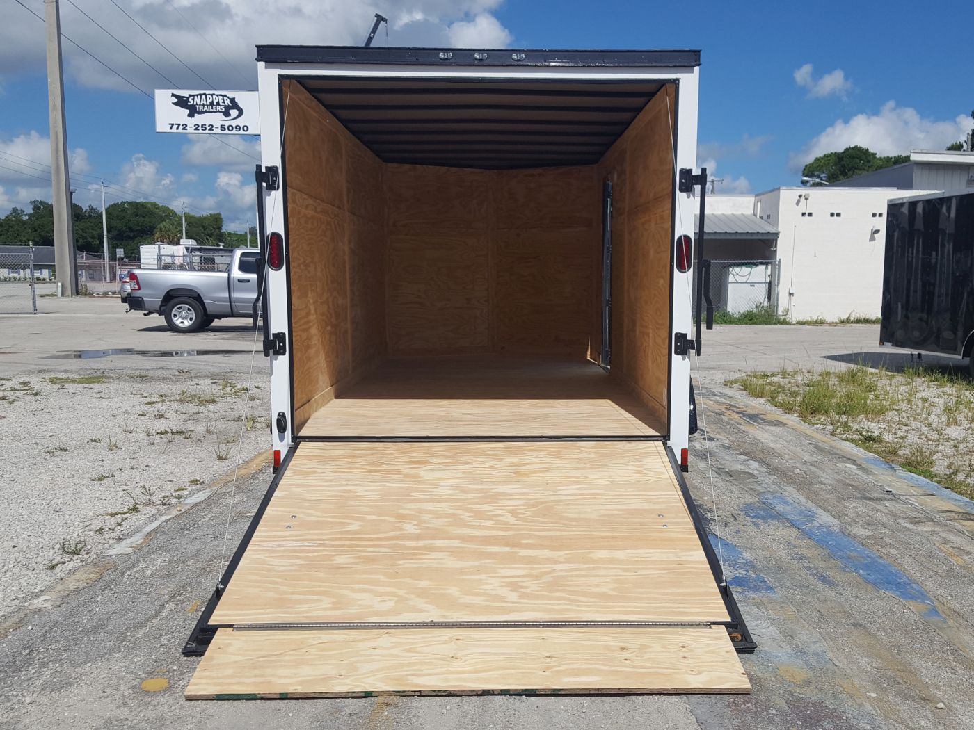 Diamond Cargo 7x16 TA Trailer - Embossed White, Ramp, Side Door, Extra Height, Blackout - Image 6