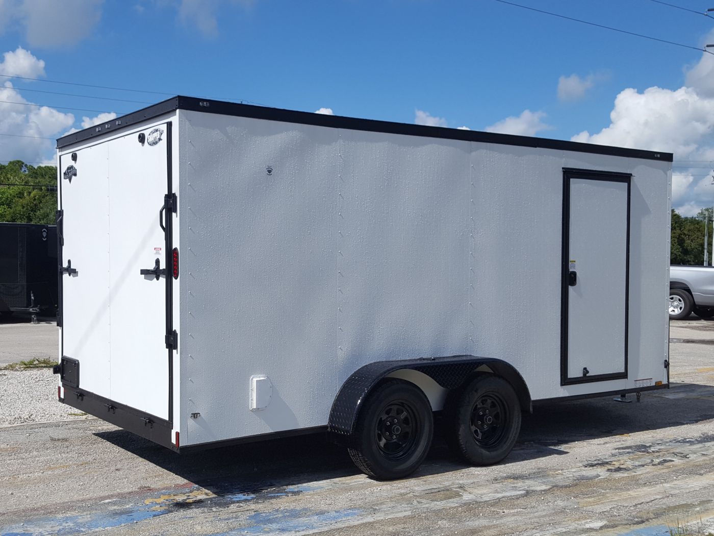 Diamond Cargo 7x16 TA Trailer - Embossed White, Ramp, Side Door, Extra Height, Blackout - Image 7