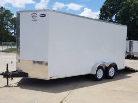 Alternative view of Diamond Cargo 7x16 TA Trailer - White, Ramp, Side Door, Extra Height