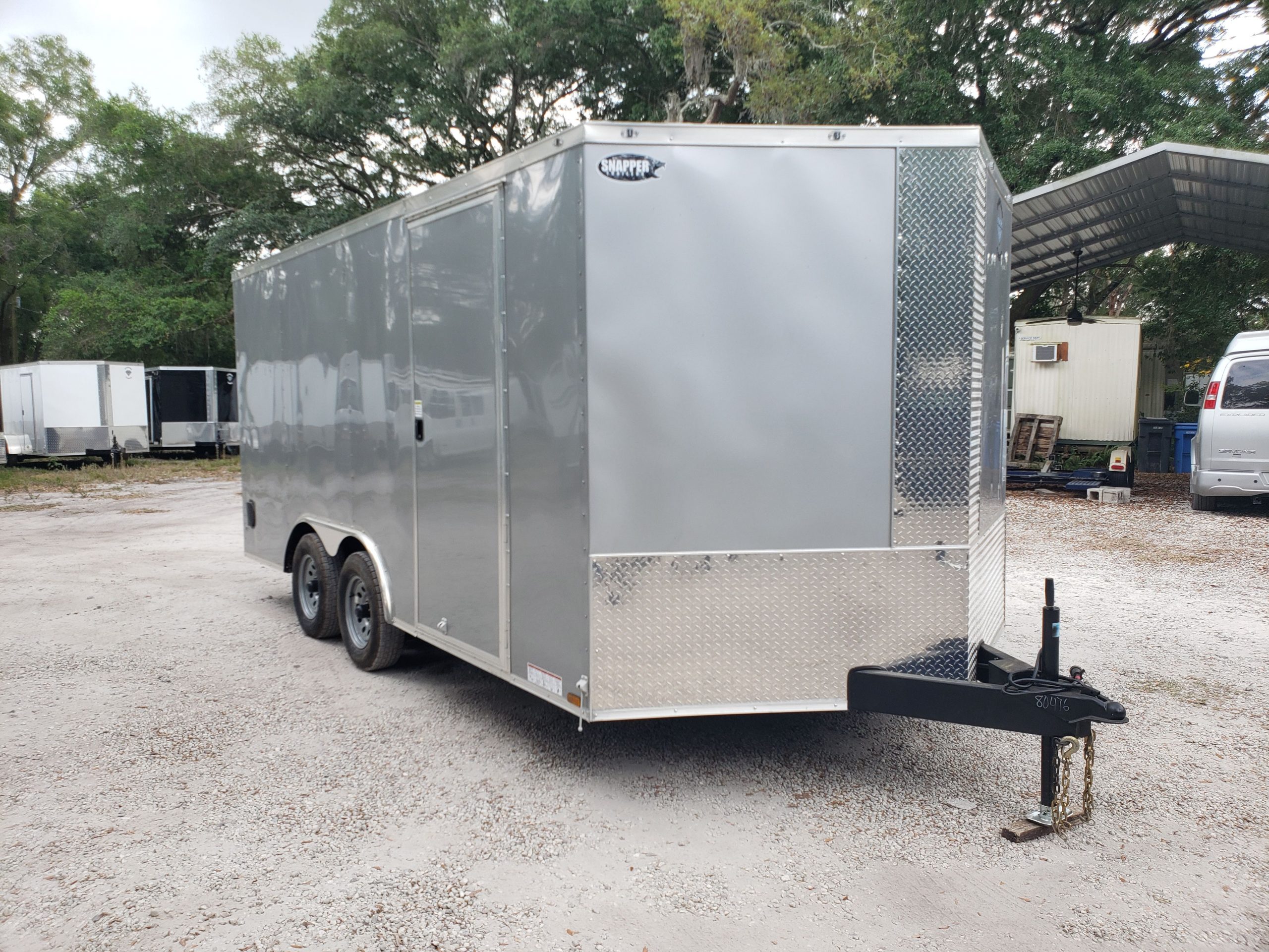 Diamond Cargo 8.5x16 TA Trailer - Silver Frost, Ramp, Side Door, D-Rings