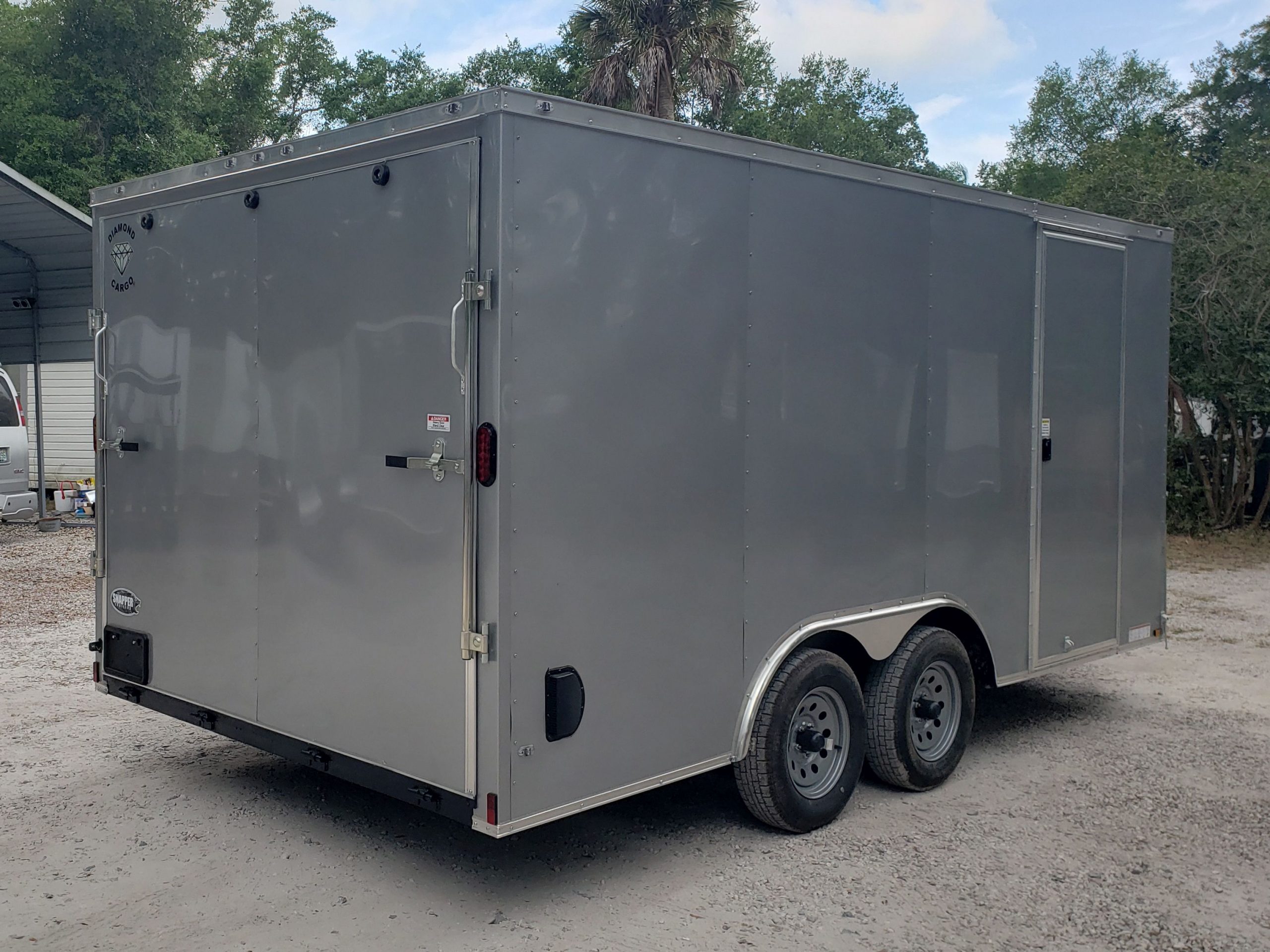 Diamond Cargo 8.5x16 TA Trailer - Silver Frost, Ramp, Side Door, D-Rings - Image 16
