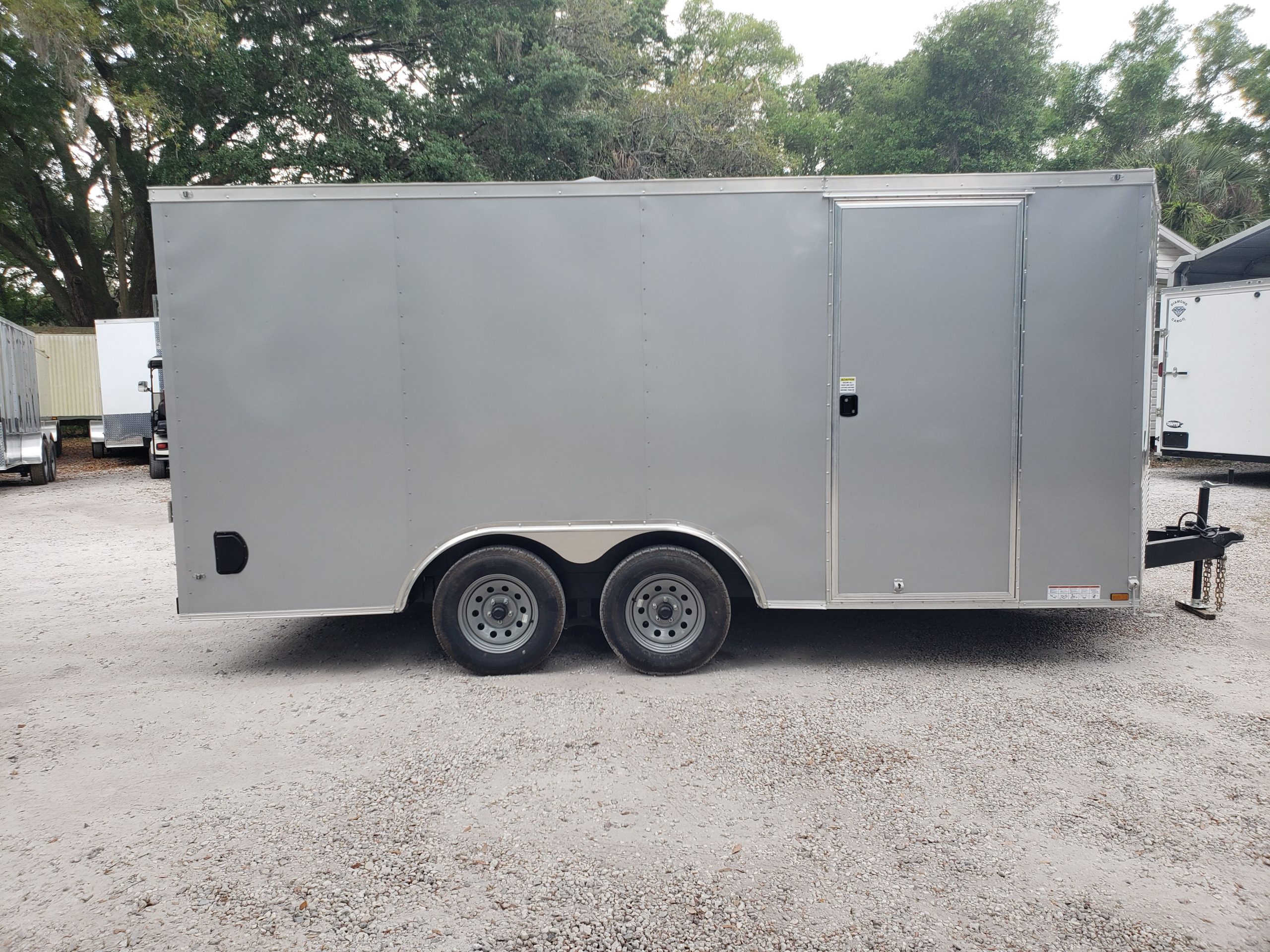 Diamond Cargo 8.5x16 TA Trailer - Silver Frost, Ramp, Side Door, D-Rings - Image 14