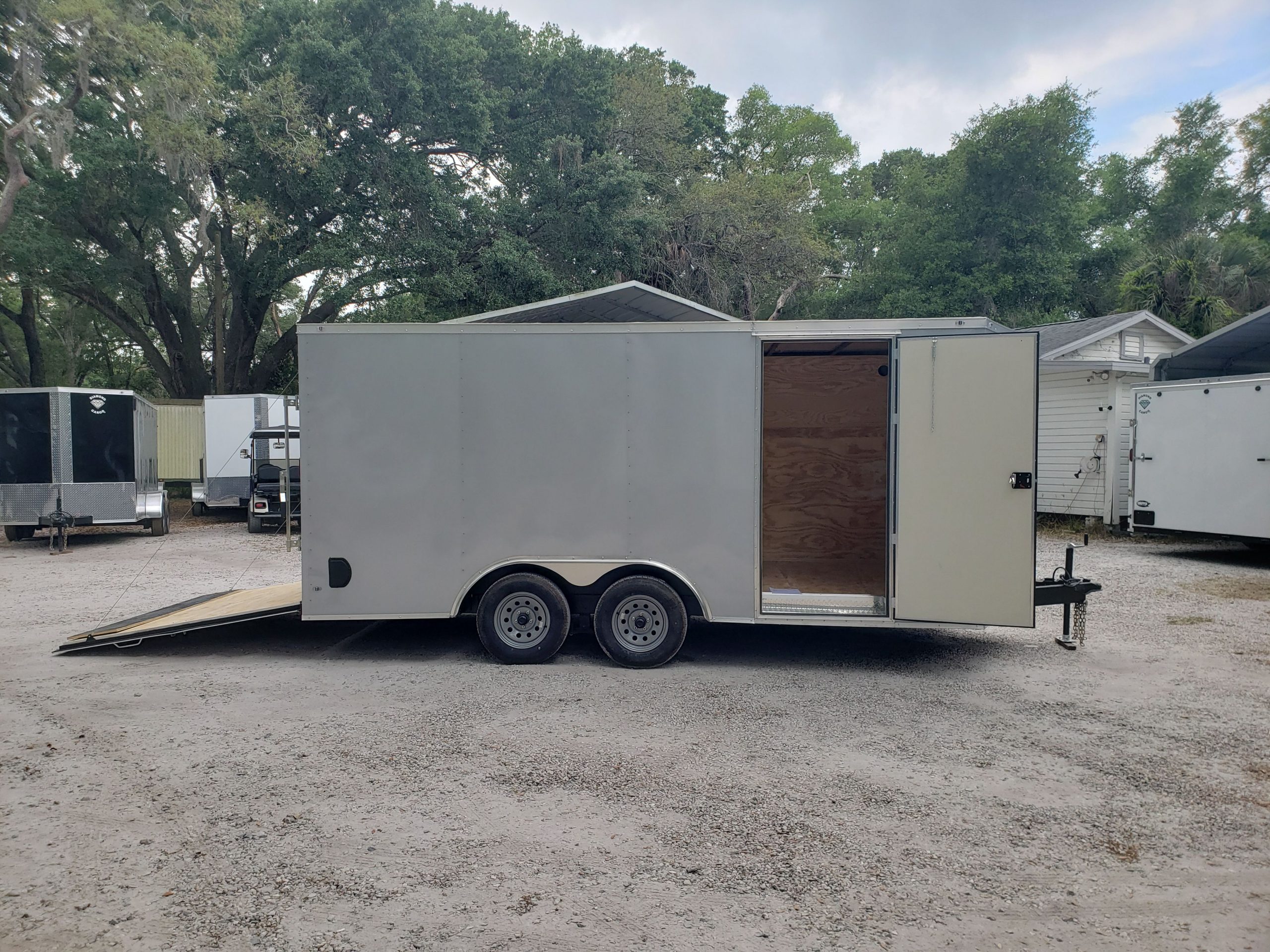 Diamond Cargo 8.5x16 TA Trailer - Silver Frost, Ramp, Side Door, D-Rings - Image 13