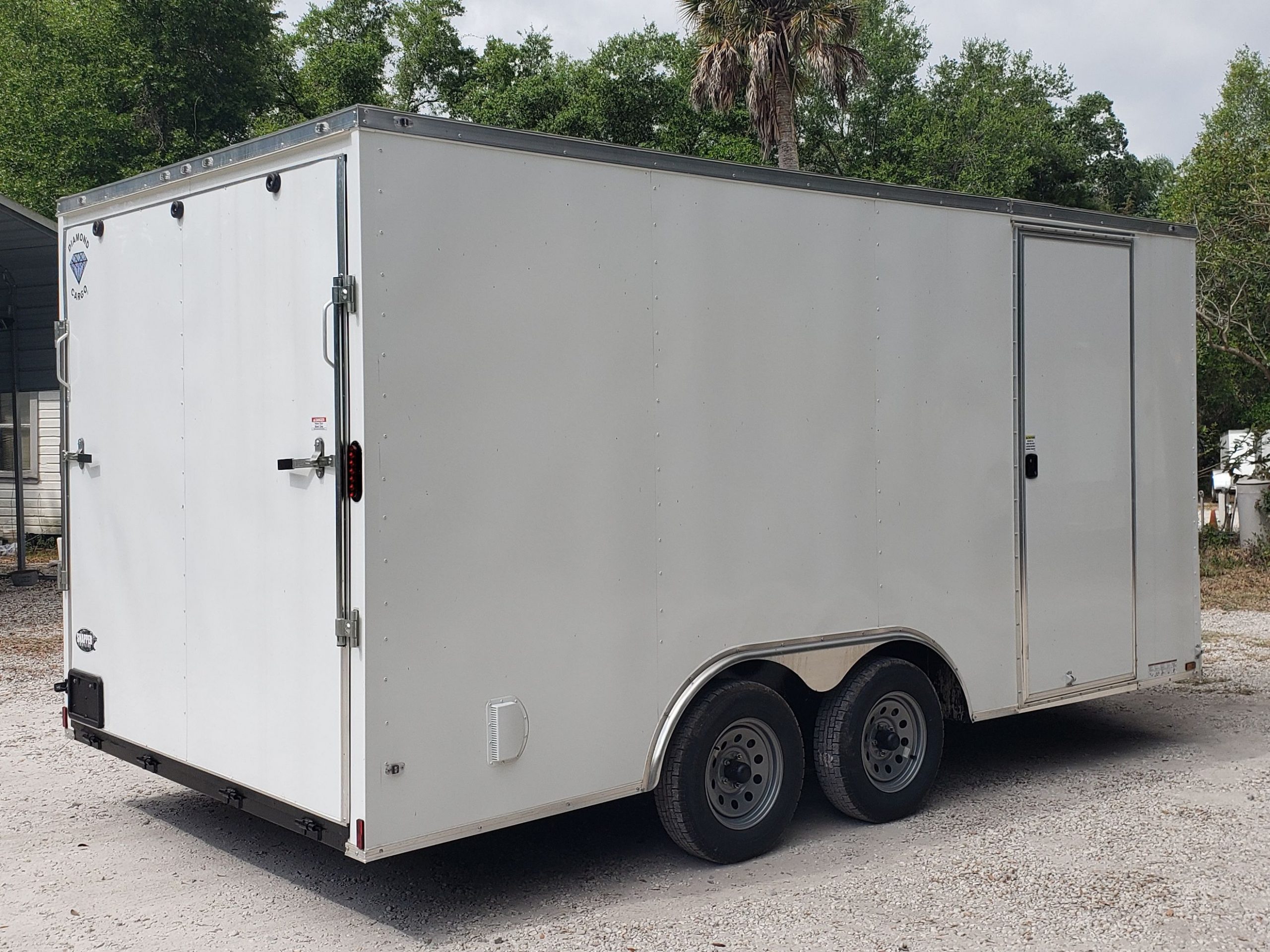 Diamond Cargo 8.5x16 TA Trailer - White, Ramp, Side Door, D-Rings, Insulated Ceiling - Image 4