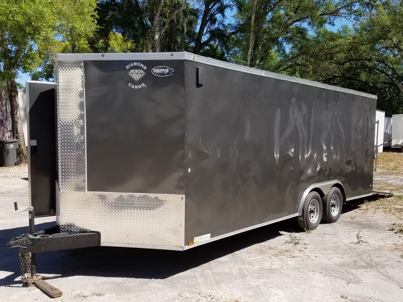 Diamond Cargo 8.5x20 TA Trailer - Charcoal Gray, Ramp, Side Door, D-Rings - Image 2