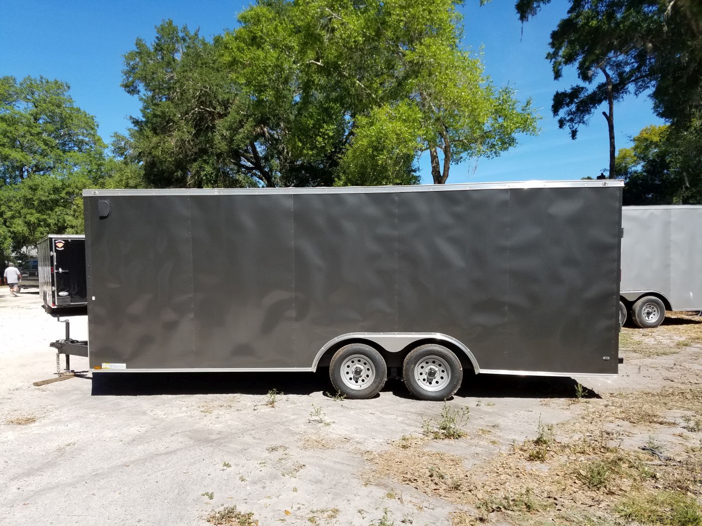 Diamond Cargo 8.5x20 TA Trailer - Charcoal Gray, Ramp, Side Door, D-Rings - Image 5