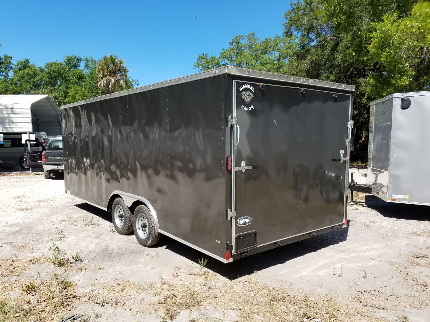 Diamond Cargo 8.5x20 TA Trailer - Charcoal Gray, Ramp, Side Door, D-Rings - Image 6