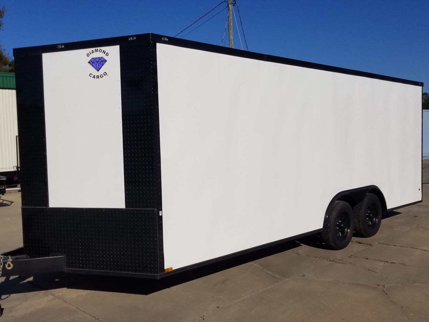 Diamond Cargo 8.5x20 TA Trailer - White Embossed, Ramp, Side Door, D-Rings, Blackout Package - Image 3