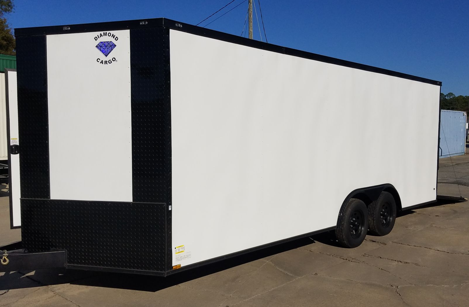 Diamond Cargo 8.5x20 TA Trailer - White Embossed, Ramp, Side Door, D-Rings, Blackout Package - Image 2