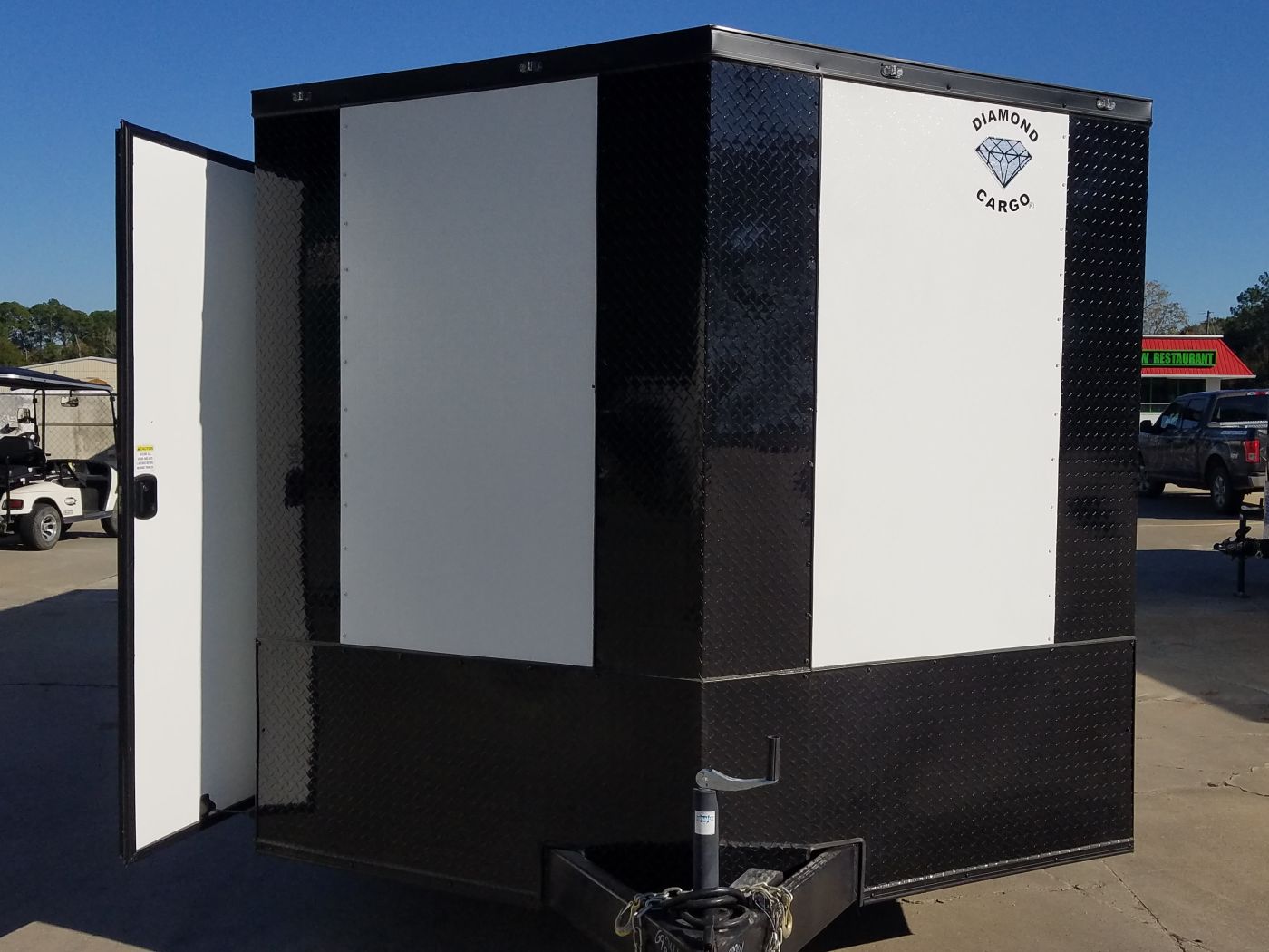 Diamond Cargo 8.5x20 TA Trailer - White Embossed, Ramp, Side Door, D-Rings, Blackout Package - Image 15