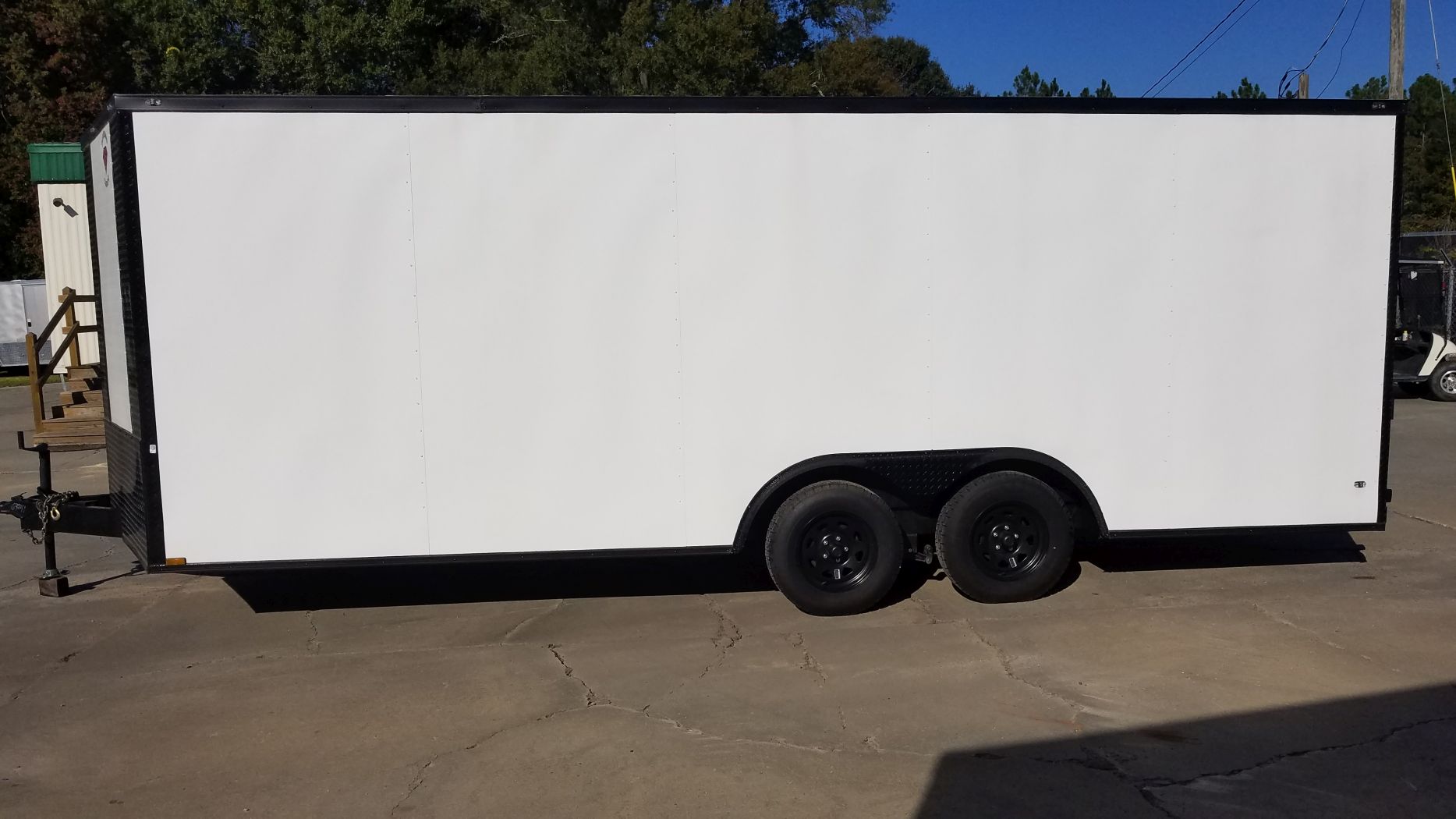 Diamond Cargo 8.5x20 TA Trailer - White Embossed, Ramp, Side Door, D-Rings, Blackout Package - Image 5