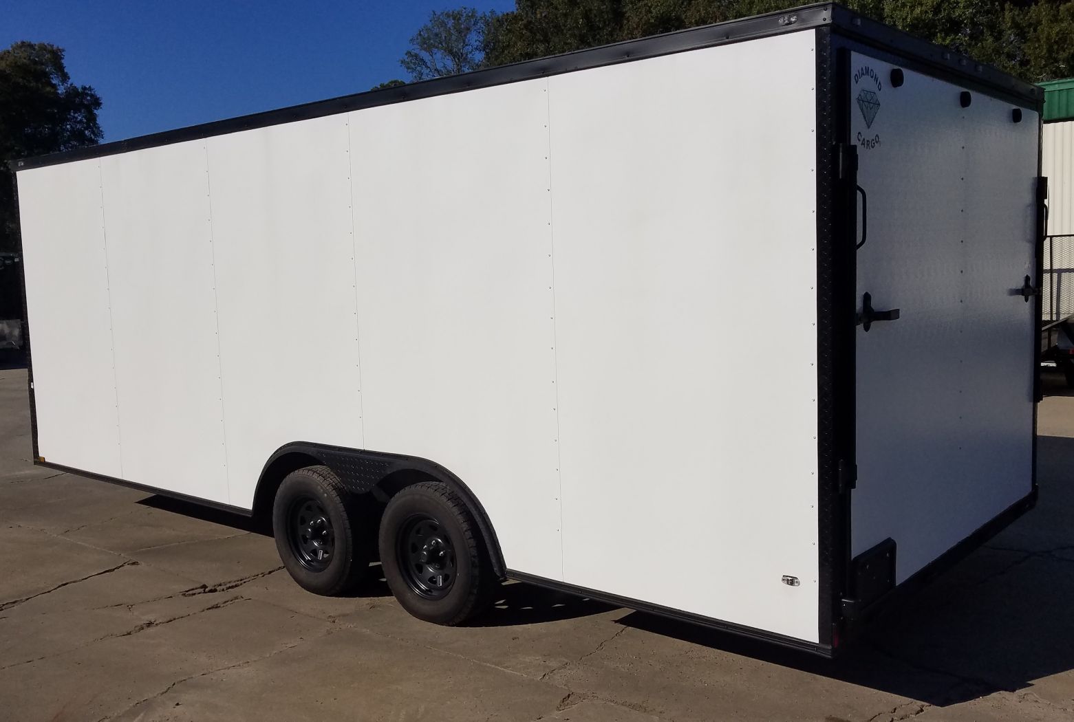 Diamond Cargo 8.5x20 TA Trailer - White Embossed, Ramp, Side Door, D-Rings, Blackout Package - Image 7