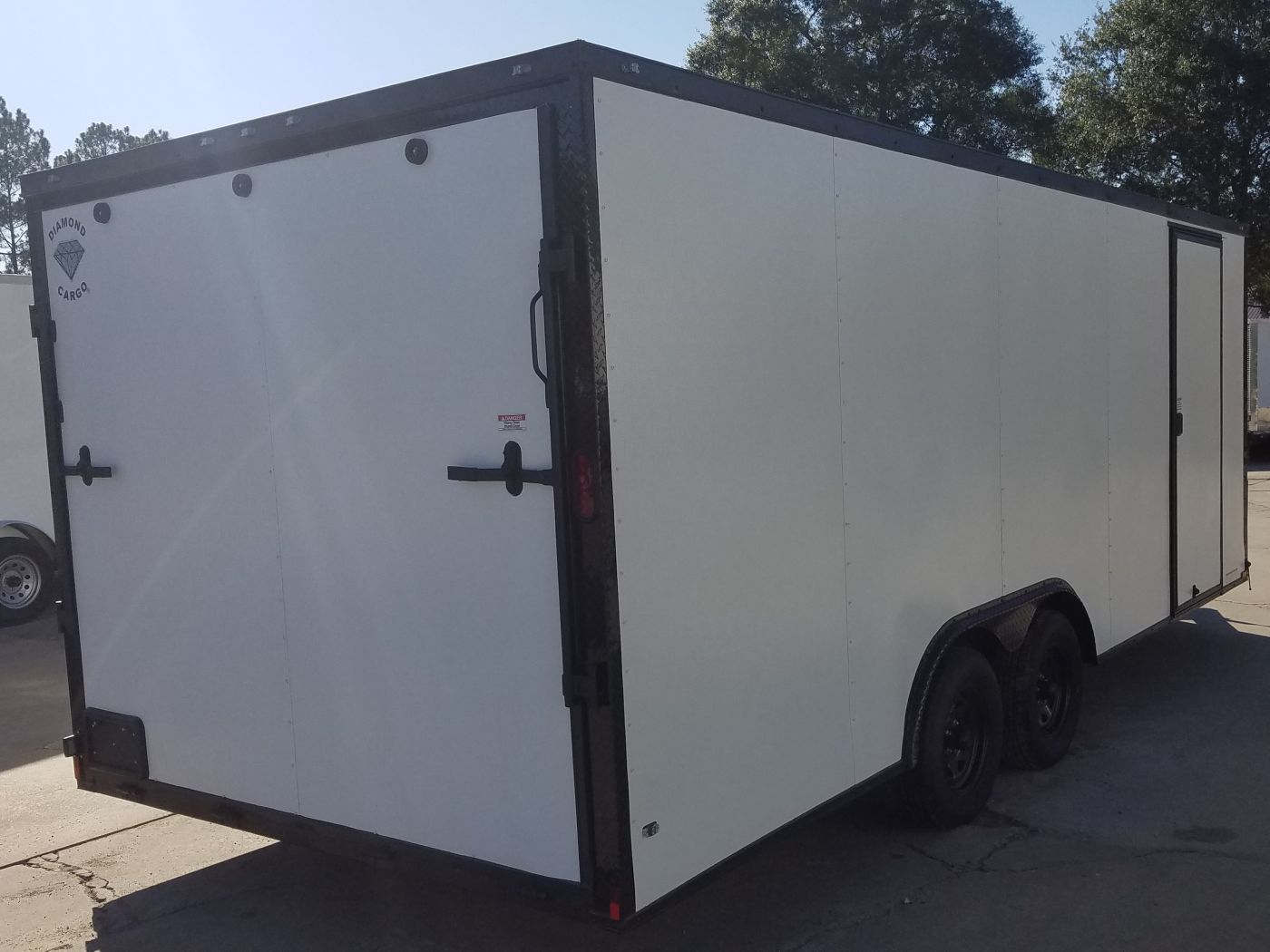 Diamond Cargo 8.5x20 TA Trailer - White Embossed, Ramp, Side Door, D-Rings, Blackout Package - Image 11