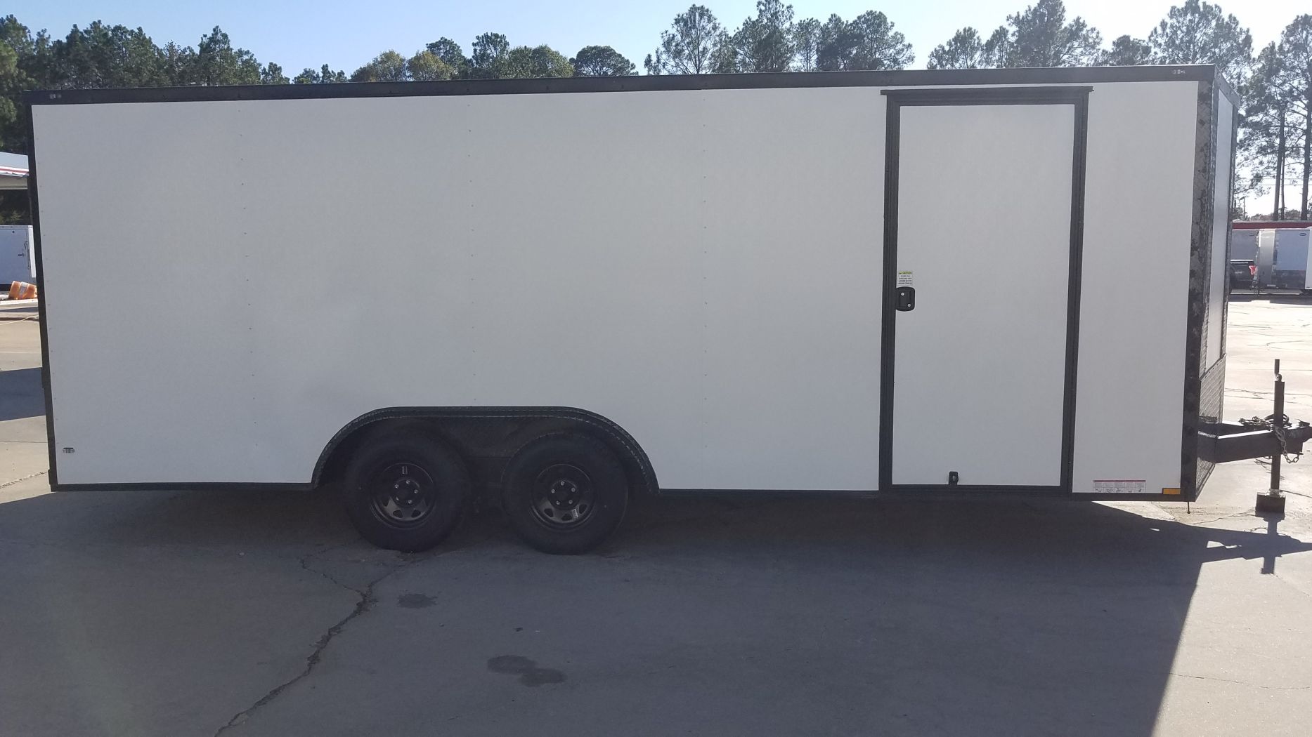 Diamond Cargo 8.5x20 TA Trailer - White Embossed, Ramp, Side Door, D-Rings, Blackout Package