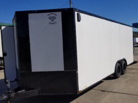 Alternative view of Diamond Cargo 8.5x20 TA Trailer - White Embossed, Ramp, Side Door, D-Rings, Full Blackout, ATP Corners