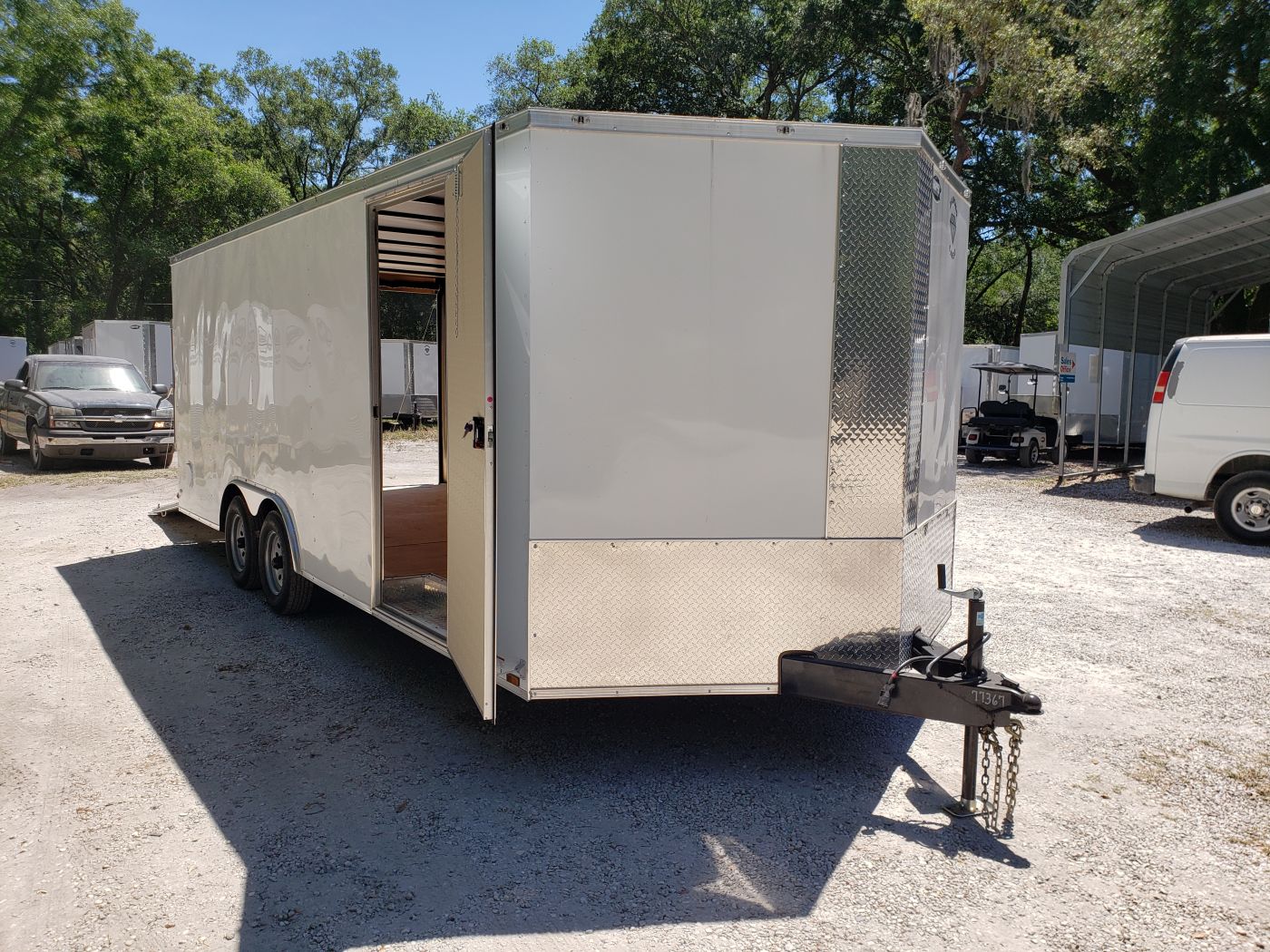 Diamond Cargo 8.5x20 TA Trailer - White, Ramp, Side Door, D-Rings, Insulated Ceiling - Image 11