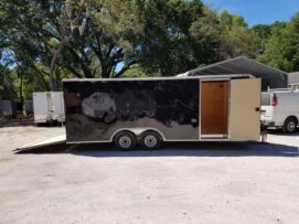 Alternative view of Diamond Cargo 8.5x20 TA Trailer - Black, Ramp, Side Door, 5K Axles, D-Rings