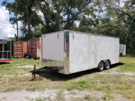 Alternative view of Diamond Cargo 8.5x20 TA Trailer - White, Ramp, Side Door, D-Rings, Flat Front, Insulated, 5K Axles