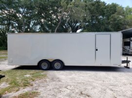 Alternative view of Diamond Cargo 8.5x24 TA Trailer - White, Ramp, Side Door, D-Rings