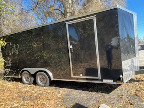 Diamond Cargo 8x18 TA Trailer - Black, Ramp, and Side Door