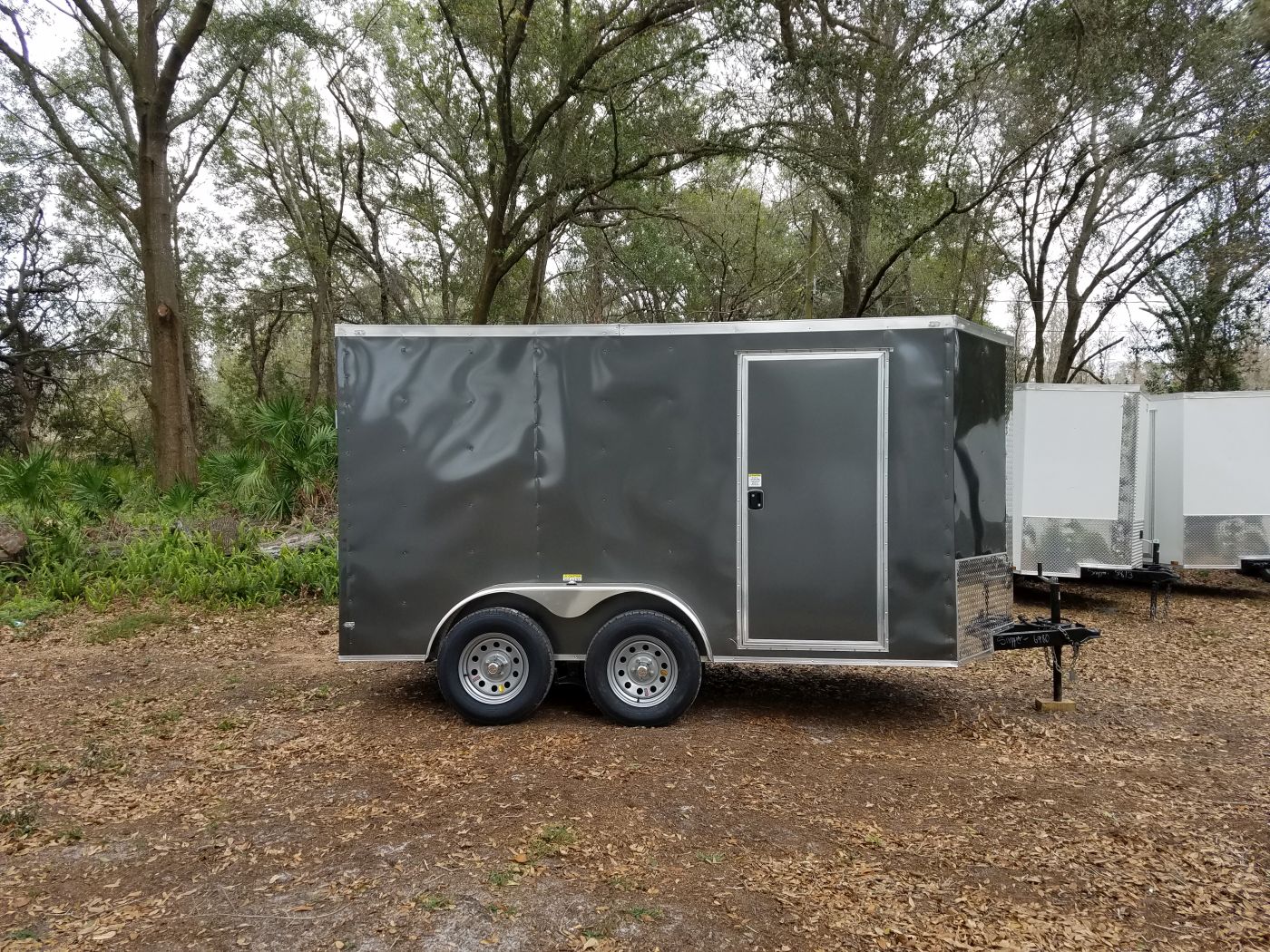 Quality Cargo 6x12 TA Trailer - Charcoal Grey, Ramp, Side Door, Extra Height