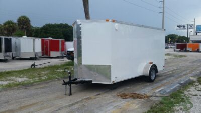 Quality Cargo 6x14 SA Trailer - White, Ramp, Side Door, Extra Height, 2 5/16in Coupler - Image 12
