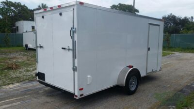 Quality Cargo 6x14 SA Trailer - White, Ramp, Side Door, Extra Height, 2 5/16in Coupler - Image 5