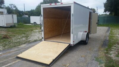 Quality Cargo 6x14 SA Trailer - White, Ramp, Side Door, Extra Height, 2 5/16in Coupler - Image 4