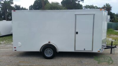 Quality Cargo 6x14 SA Trailer - White, Ramp, Side Door, Extra Height, 2 5/16in Coupler - Image 3