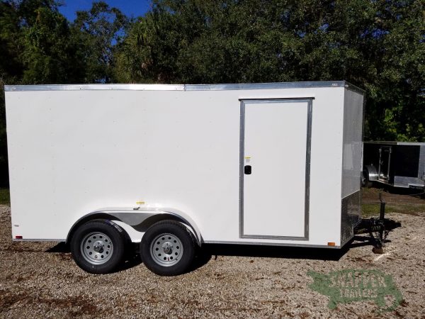 Quality Cargo 6x14 TA Trailer - White, Ramp, Side Door, Extra Height