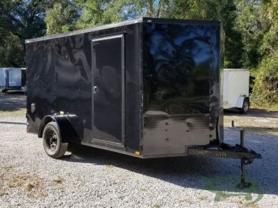 Quality Cargo 7x12 SA Trailer - Black with Blackout Package, Barn Doors, Side Door, Brakes, Extra Height - Image 16