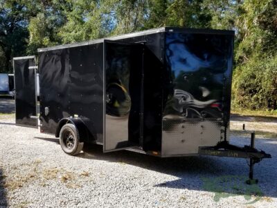 Quality Cargo 7x12 SA Trailer - Black with Blackout Package, Barn Doors, Side Door, Brakes, Extra Height - Image 14