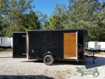 Quality Cargo 7x12 SA Trailer - Black with Blackout Package, Barn Doors, Side Door, Brakes, Extra Height - Image 12