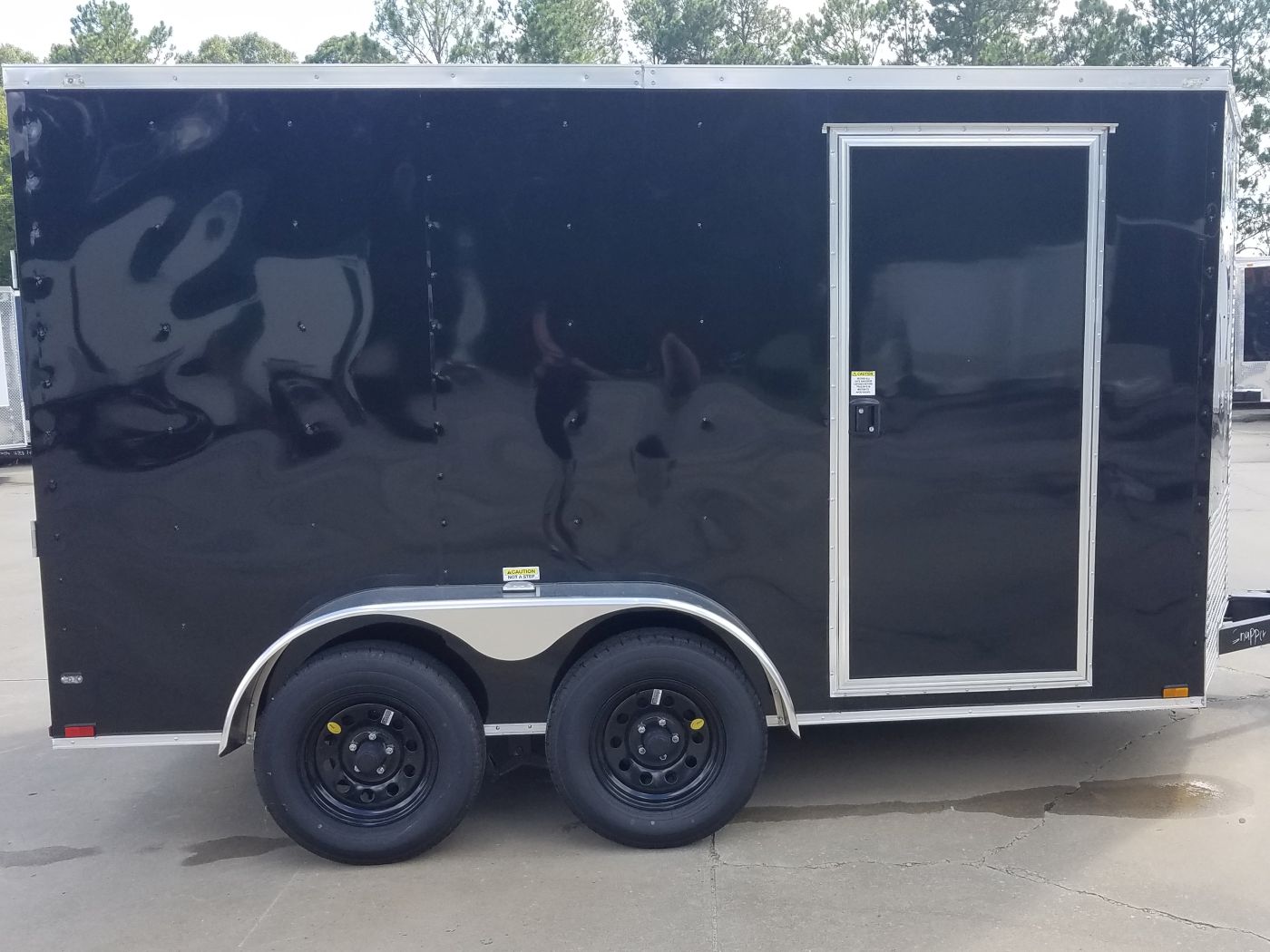 Quality Cargo 7x12 TA Trailer - Black, Ramp, Side Door, Extra Height, Transition Flap