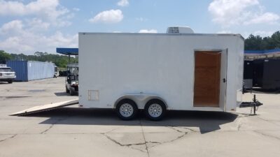 Quality Cargo 7x16 TA Trailer - White, Ramp, Side Door, Extra Height, Insulated, AC - Image 4