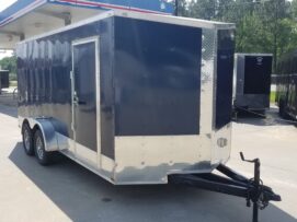 Alternative view of Quality Cargo 7x16 TA Trailer - Blue, Ramp, Side Door, Extra Height, Electrical, Cabinets, Options