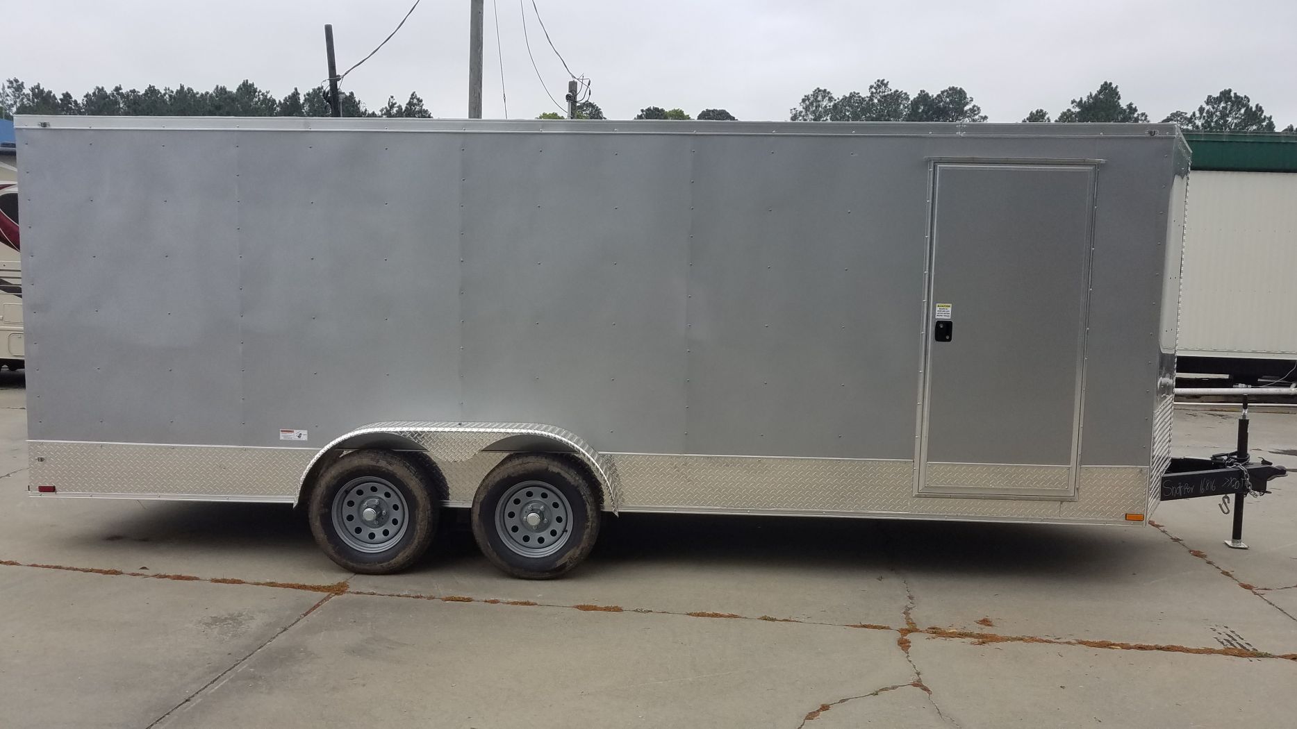 Quality Cargo 7x20 TA Trailer - Silver Frost, Ramp, Side Door, Extra Height
