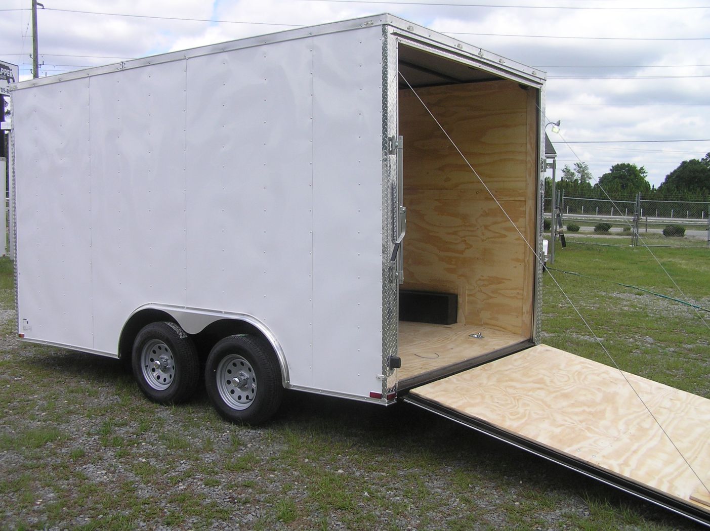 Quality Cargo 8.5x14 TA Trailer - White, Ramp, Side Door, Flat Front, Extra Height, and D-Rings - Image 4
