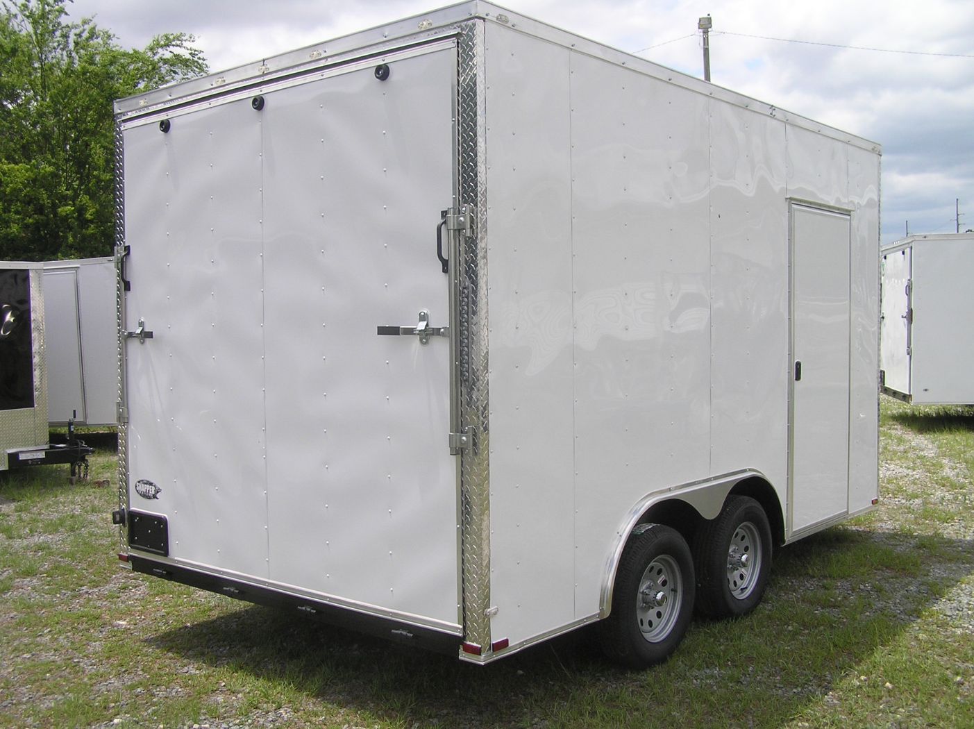 Quality Cargo 8.5x14 TA Trailer - White, Ramp, Side Door, Flat Front, Extra Height, and D-Rings - Image 9