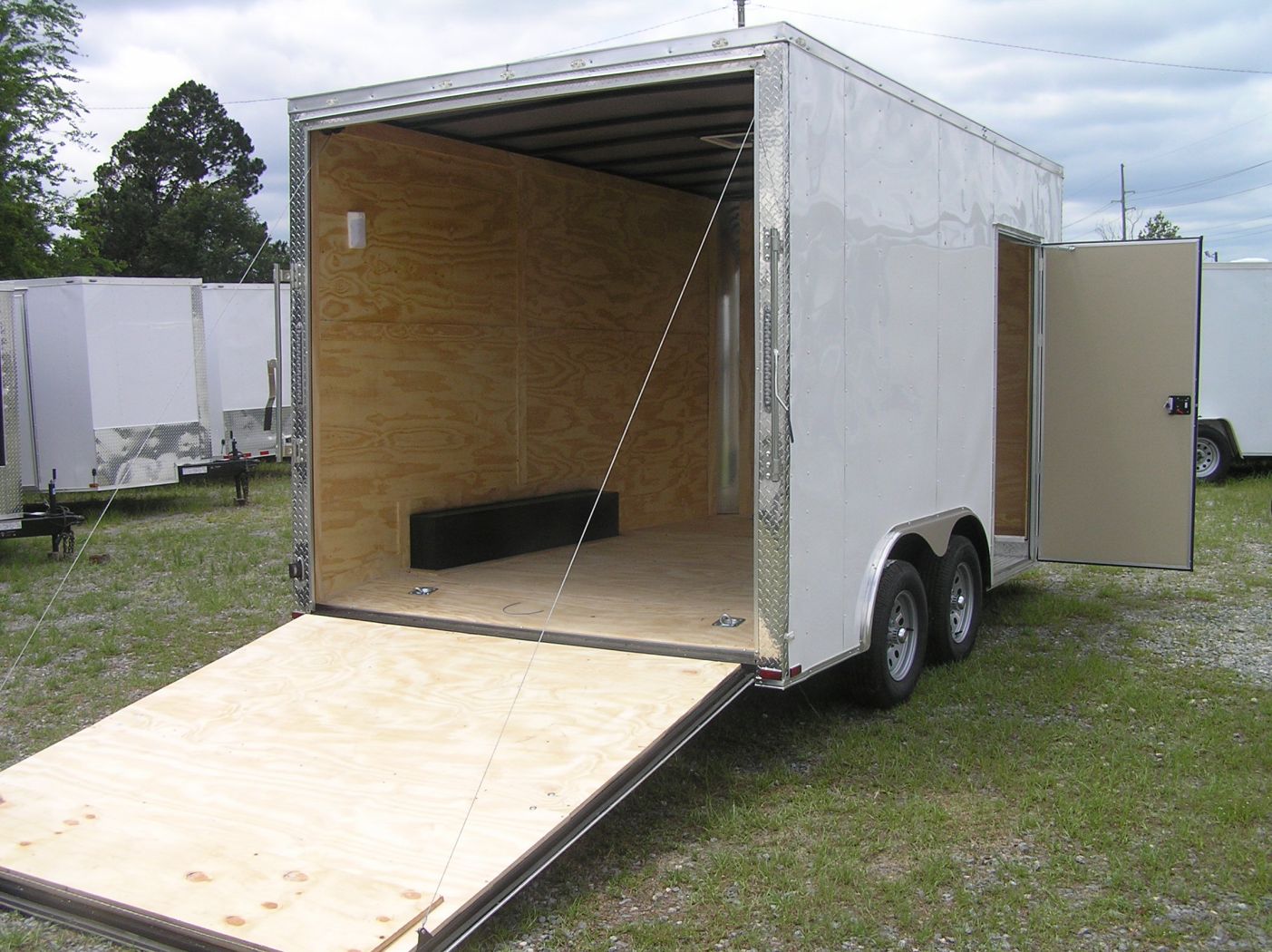 Quality Cargo 8.5x14 TA Trailer - White, Ramp, Side Door, Flat Front, Extra Height, and D-Rings - Image 8