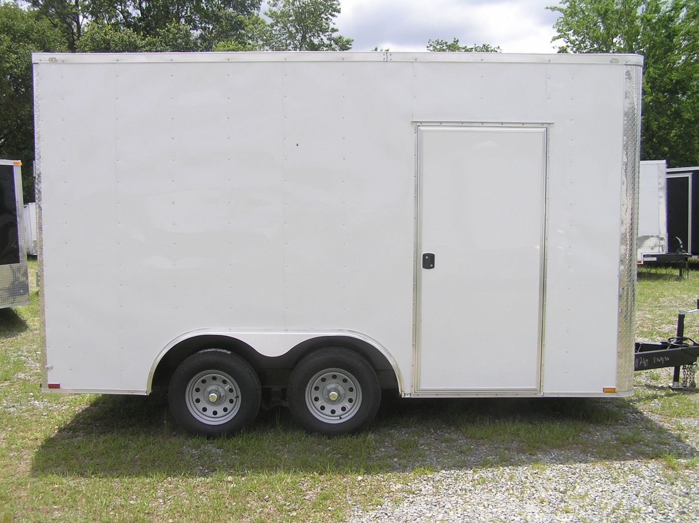 Quality Cargo 8.5x14 TA Trailer - White, Ramp, Side Door, Flat Front, Extra Height, and D-Rings