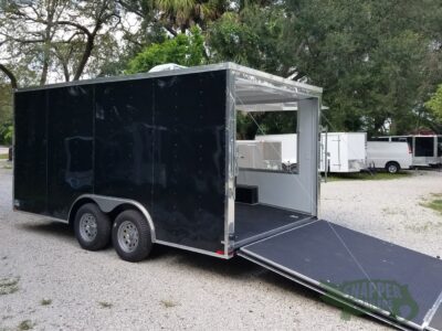 Quality Cargo 8.5x16 TA Trailer - Black, Ramp, Front Door, Concession Doors, 30 Amp Electrical Package and A/C - Image 6