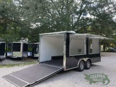 Quality Cargo 8.5x16 TA Trailer - Black, Ramp, Front Door, Concession Doors, 30 Amp Electrical Package and A/C - Image 10