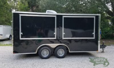 Quality Cargo 8.5x16 TA Trailer - Black, Ramp, Front Door, Concession Doors, 30 Amp Electrical Package and A/C