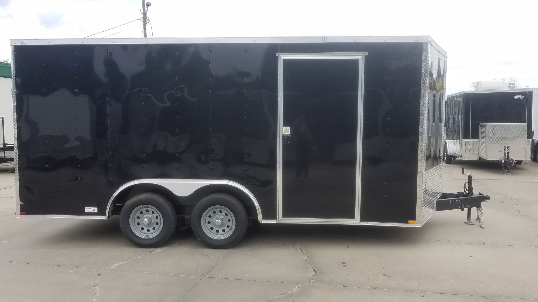 Quality Cargo 8.5x16 TA Trailer - Black, Ramp, Side Door, D-Rings, 5K Axles
