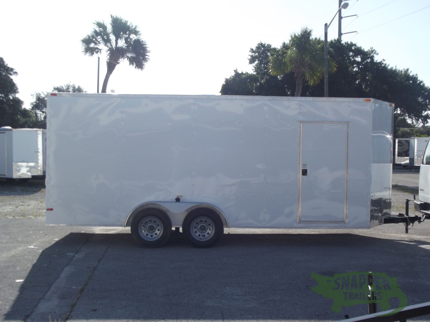 South Georgia Cargo 7x16 TA Trailer - White 030, Ramp, Side Door
