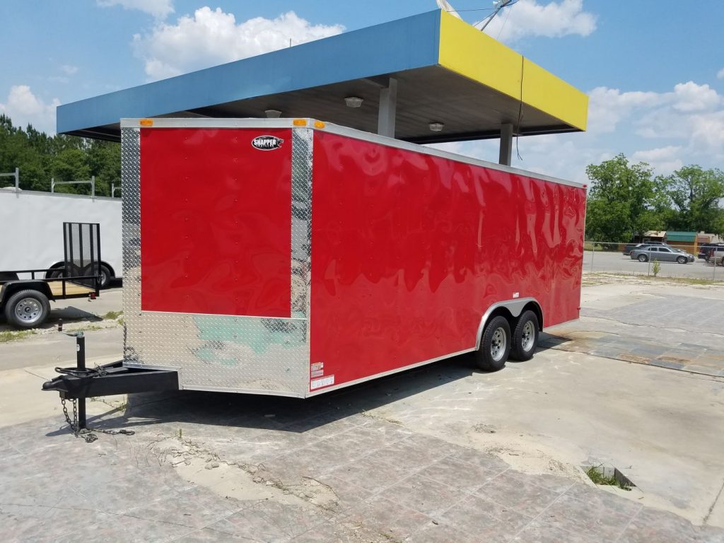 8.5×20 TA Trailer Black, Ramp, Side Door, +12 Height, Stab Jacks, One