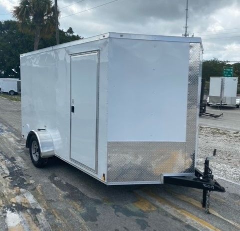 Douglas Trailers 7x14 SA Trailer - White, Ramp, Side Door